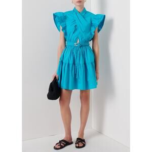 Derek Lam 'Finn' Blue Ruffle Wrap Dress Size 6